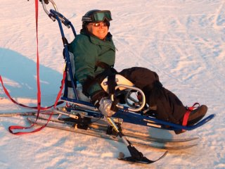 Joan's adaptive ski rig
